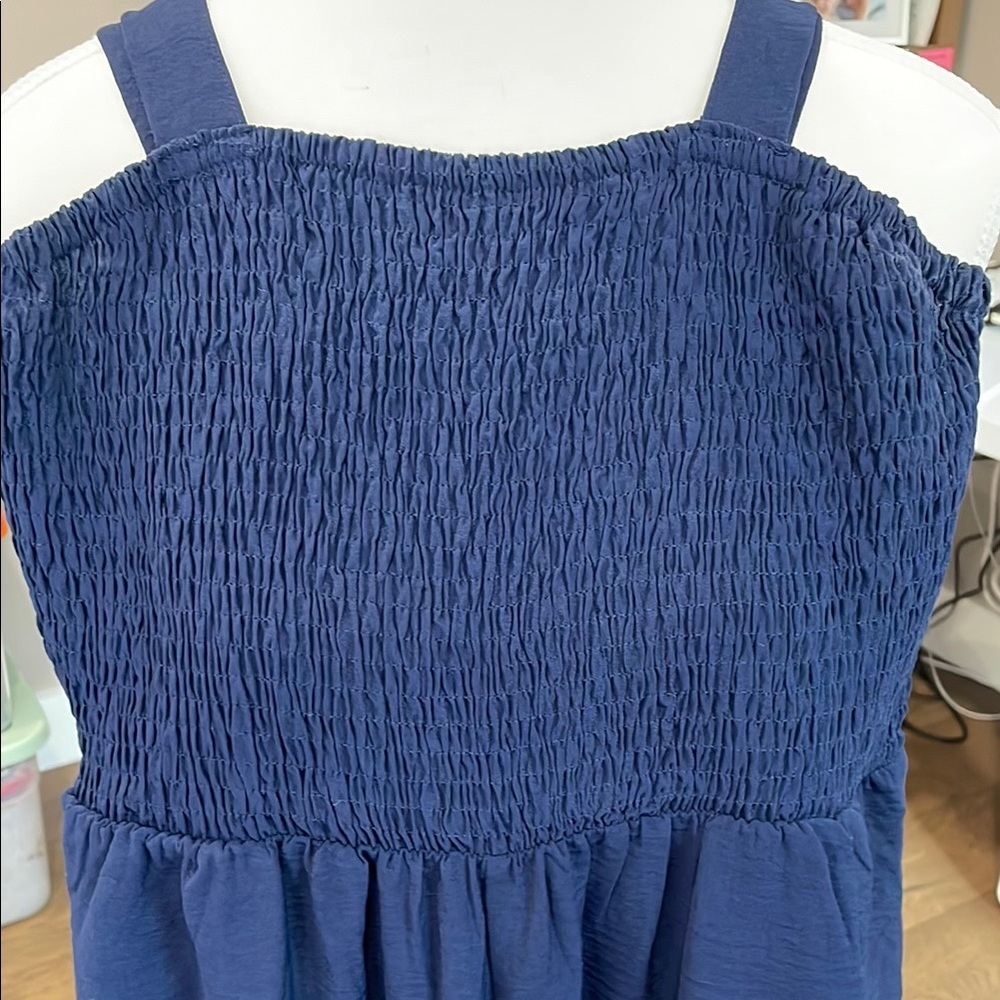 Women’s Small Navy Blue Wide Leg Jumpsuit Romper Wide Strap Lightweight - Picture 4 of 6